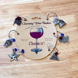 NWT Charm it! Charming Wine Finders Peweter USA 🇺🇸 Charms Set of 6